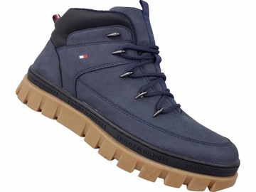 TOMMY HILFIGER TRAPERY KOZAKI BUTY WORKERY GRANAT