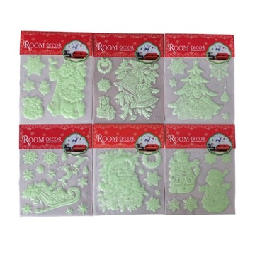 ФЛУОРЕСЦЕНТНЫЕ РОЖДЕСТВЕНСКИЕ НАКЛЕЙКИ НА ОКНА И СТЕНЫ СВЕТЯТСЯ В ТЕМНОТЕ