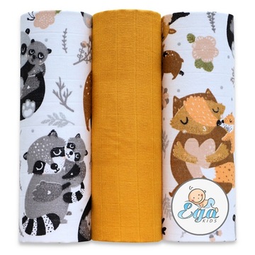 Pieluchy Muślinowe Premium 60x80 cm Zestaw 3 szt EGA Kids
