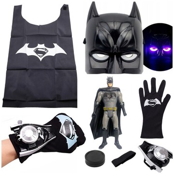BATMAN STRÓJ PRZEBRANIE MASKA ŚWIECI RĘKAWICA WYRZUTNIA FIGURKA 5W1 ZESTAW