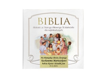 Biblia dla dzieci na Chrzest Święty prezent z GRAWEREM Pierwsza Komunia