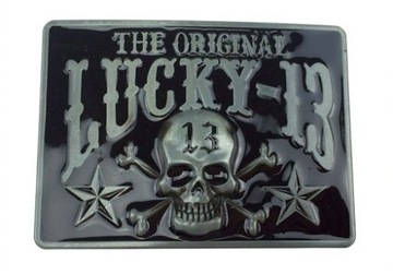 Lucky 13 SKULL Karty spinka zapinka klamra do pasa