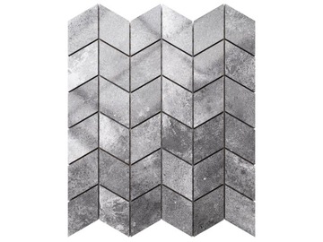 MOZAIKA GRESOWA CHEVRON ROMB CIEMNA SZARA POŁYSK
