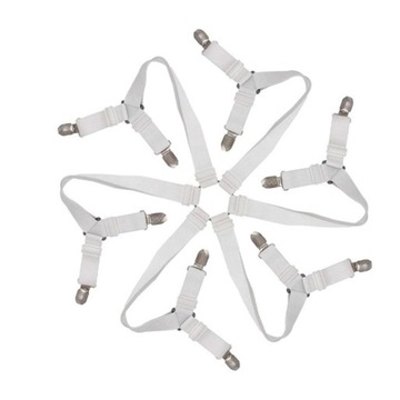 Adjustable Bed Sheet Holder Suspenders Mattress Cover Straps Bed White