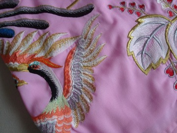 ASOS różowa sukienka art hafty rajskie ptaki 34 36