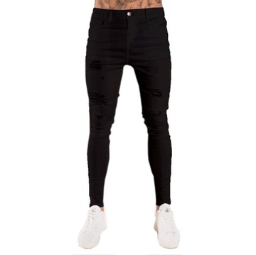 Męskie Slim Fit Moda Nowe Distressed Jeans