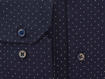 Granatowa koszula w kropki H169 176-182 / 42-Slim