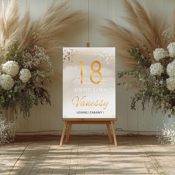 Plakat powitalny Urodziny Jubileusz Imieniny 18 40 50 RÓŻNE WZORY 100x70 cm