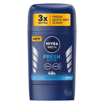NIVEA MEN FRESH ACTIVE Dezodorant w sztyfcie pod pachy dla mężczyzn 50 ml