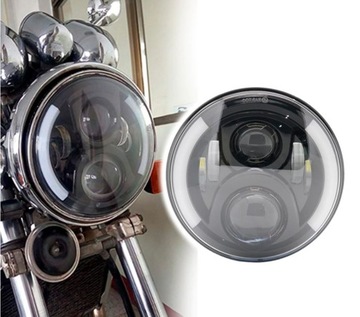 Светодиодная вставка для фар Harley Yamaha 7 дюймов + полукольцо