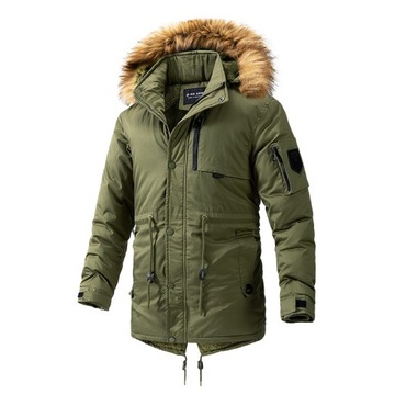 PŁASZCZ MĘSKA ZIMOWA KURTKA ZIMOWA Parka Gruba Kurtka z kapturem L-4XL