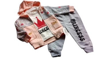 3 CZ. KOMPLET DRES NIEMOWLĘCY bluzka bluza spodnie 80-86