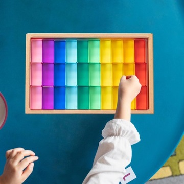 Rainbow GEM Cubes Układanie zabawek Przezroczysty wygląd Zabawki Montessori 30szt