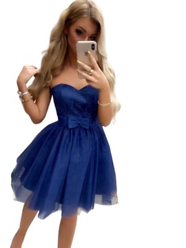 PinUp GRANATOWA TIULOWA GORSETOWA SUKIENKA XS