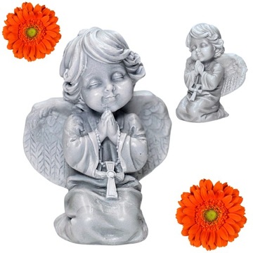 ANIOŁEK KLĘCZĄCY Figurka Gipsowa KOMUNIA Dekoracja UPOMINEK Prezent Szary