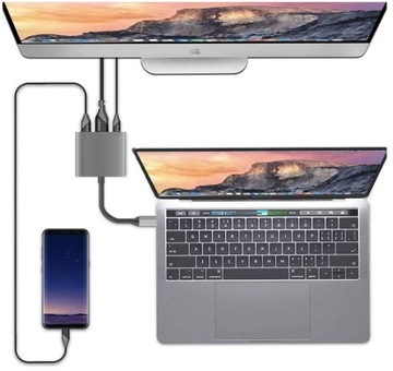 Переходник USB-C USB 3.1 на HDMI/USB 3.0/USB-C 4K