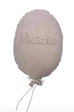 lniany BALONIK balon z dowolnym haftem, imieniem