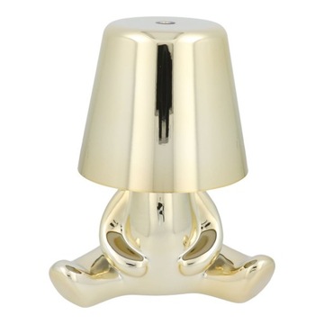 Lampka nocna GOLD MAN elegancka ozdobna złota lampa LED akumulator dotykowa
