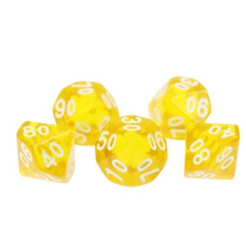 ZESTAW 25 KOSTEK K10 RPG ŻÓŁTA TRANSPARENTNA KOŚĆ DZIESIĘCIOŚCIENNA 00-90