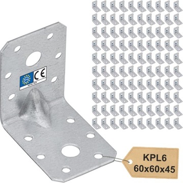 KPL6 KĄTOWNIK CIESIELSKI MONTAŻOWY Z PRZETŁOCZENIEM 60x60x45x2 100sztuk