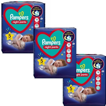 PAMPERS NIGHT PANTS 5 (12-17) PIELUCHOMAJTKI DLA DZIECI NA NOC 22SZT