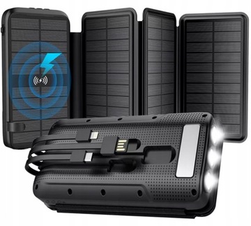 POWERBANK SOLARNY KABLE LATARKA INDUKCJA 20000mAh
