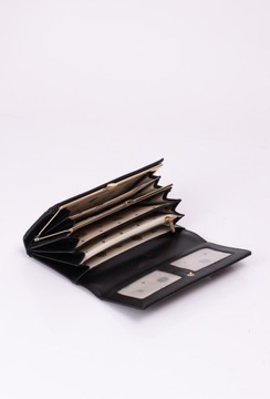 Monnari Efektowny pojemny skórzany portfel damski Kroko skóra naturalna