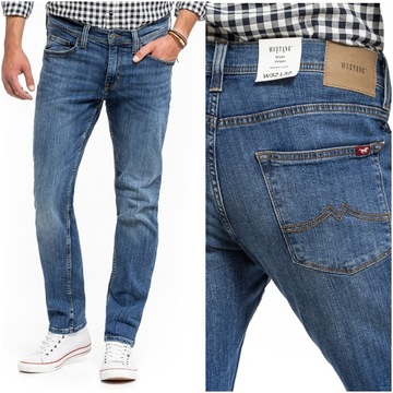 MUSTANG VEGAS MĘSKIE SPODNIE JEANSOWE SLIM FIT ZWĘŻANE DŻINSY BLUE W33 L34