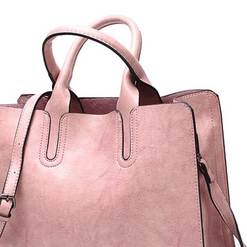 Modna damska skórzana torebka Tote Bag Damska torba na ramię Big Pink