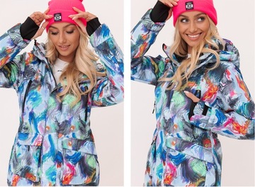 ЦВЕТНАЯ ЗИМНЯЯ ЛЫЖНАЯ КУРТКА ДЛЯ СКЛОНА С САНЯМИ, ЖЕНСКАЯ S