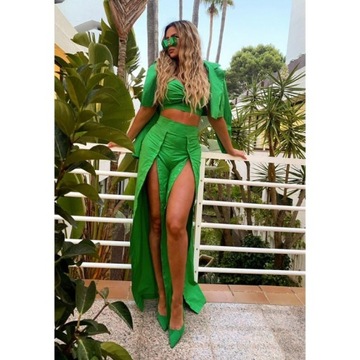 Просто уникальные зеленые широкие брюки XS/S%%%