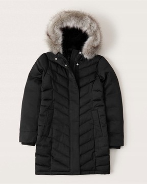 ABERCROMBIE KURTKA PARKA PUCHOWA KAPTUR CZARNA M