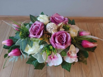 Набор ваза-вкладыш + букет для украшения могилы ЦВЕТЫ ДЛЯ МОГИЛЫ кладбище