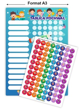 Tablica Motywacyjna Pochwał szkoła przedszkole + naklejki