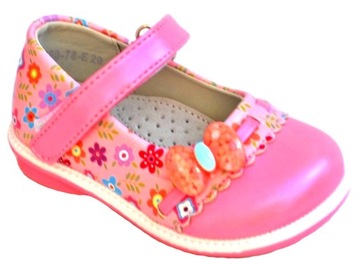 BALERINKI Półbuty wesele pantofle wizytowe rzep skóra R-22-13,8cm