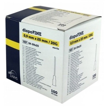 DISPOFINE Igły iniekcyjne G20 0.9x25mm 100 szt. żółty