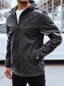 KURTKA MĘSKA SOFTSHELL Z KAPTUREM GRAFITOWA tx4481 - L