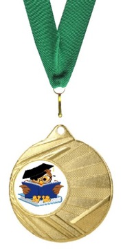 MEDAL SOWA NAUKA SZKOŁA ABSOLWENT ZAKOŃCZENIE ROKU +WSTĄŻKA +NADRUK