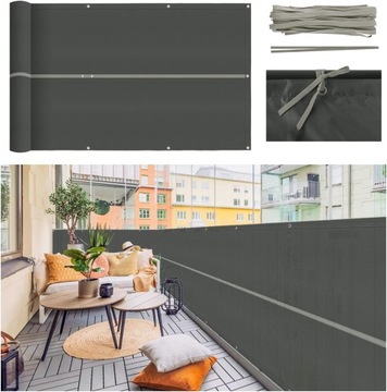 OSŁONA MATA NA BALKON TARAS PŁOT BALKONOWA 90 X 400 CM UV