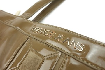 VERSACE JEANS Duża Torebka Shopper Brąz Logo