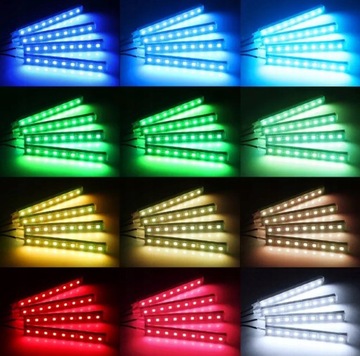ВНУТРЕННЕЕ ОСВЕЩЕНИЕ АВТОМОБИЛЯ 4x RGB СВЕТОДИОДНЫЕ ЛЕНТЫ PILOT