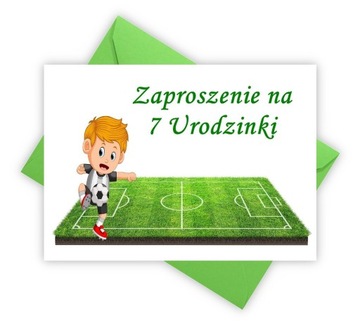 ZAPROSZENIA NA 7 URODZINY SIÓDME PIŁKA NOŻNA KOPERTY