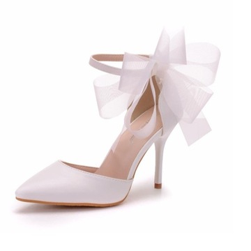 ŚLUBNE CZÓŁENKA Z KOKARDĄ 9cm alladies AS5188