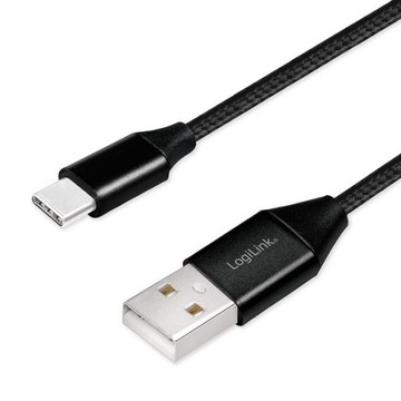 Kabel USB C - USB A w oplocie prąd 3A długość 1m