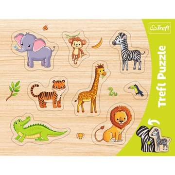 ZWIERZĘTA DREWNIANA UKŁADANKA PUZZLE 8 elementów