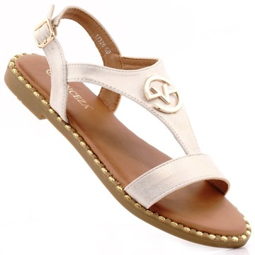 SANDAŁY LETNIE BUTY DAMSKIE NA PŁASKIM OBCASIE VINCEZA 17326 40