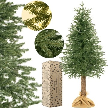 CHOINKA SZTUCZNA ŚWIERK NATURALNY NA PNIU DELUX PE 220 cm PREMIUM