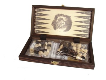 szachy drewniane SZKOLNE+ BACKGAMMON + WARCABY