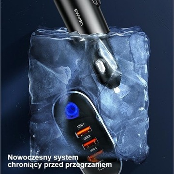 ПРОВОДНОЕ АВТОМОБИЛЬНОЕ ЗАРЯДНОЕ УСТРОЙСТВО USAMS 3xUSB 1xUSB-C 156ВТ ЧЕРНОЕ