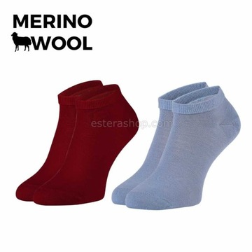 Zestaw stopek merino wool bordo/błękitne 39/42
